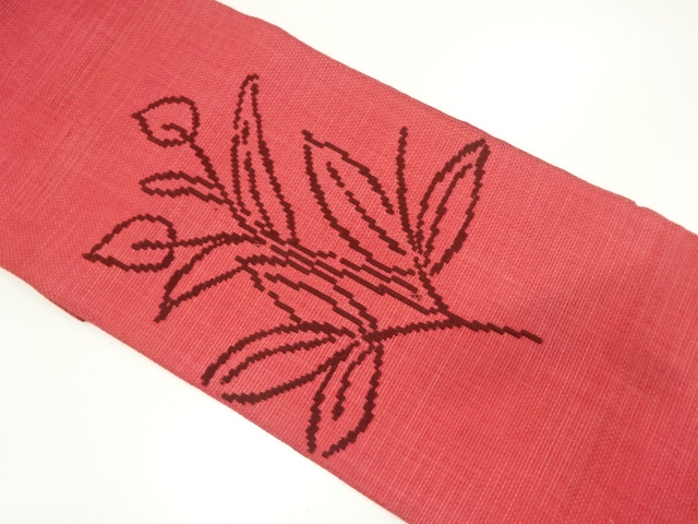 リサイクル　草葉模様刺繍名古屋帯